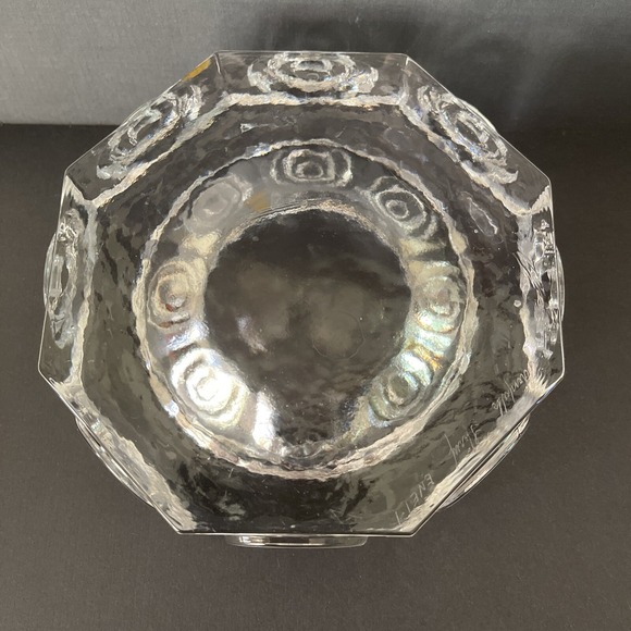 Vintage Midcentury‎ Skruf Art Glass Bowl Sweden Bengt Edenfalk Octogonal Circles - Picture 6 of 7
